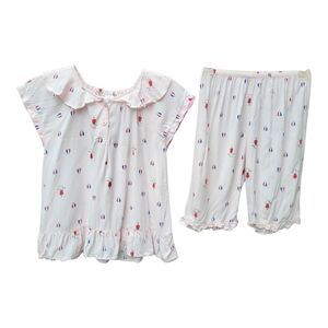 Orcite Kids Light Pink Pajama Set with French Print - Size 75 (US 9-10)